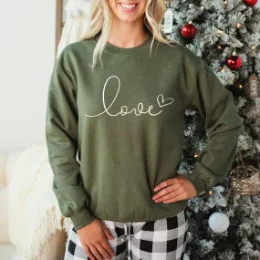 Love with Heart Ladies Khaki Sweatshirt