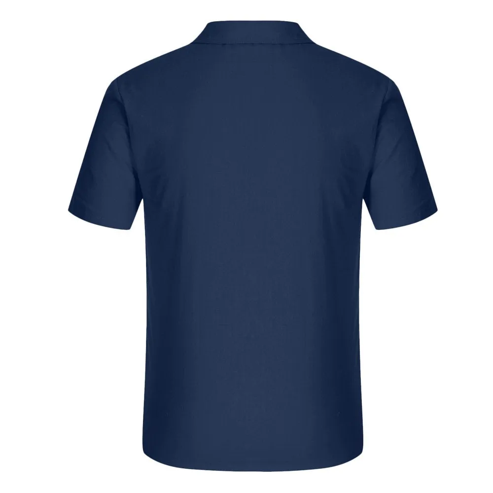 Men's Trendy Vacation Plain Color Cotton Linen Double Pocket Casual Shirts Short Sleeves Mens Graphic Tees T Shirts for Men Big And Tall Mens T Shirts Casual Navy,2XL