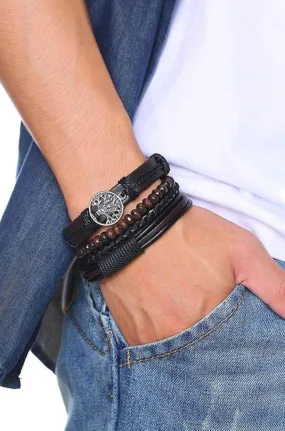 Mens Wristbands Vintage Style Tree Design Beaded Bracelets
