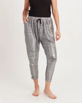 Metallic Silver Jogger Sweatpants