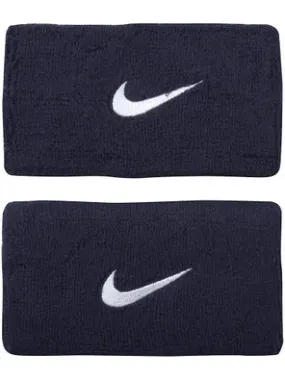 Nike Swoosh Doublewide Tennis Wristbands (Navy)