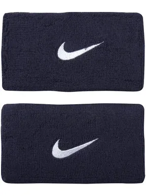 Nike Swoosh Doublewide Tennis Wristbands (Navy)