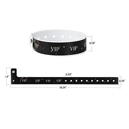 Ouchan Plastic Black VIP Wristbands - 100 Pack Vinyl Wristbands for Events Party Event Wristbands