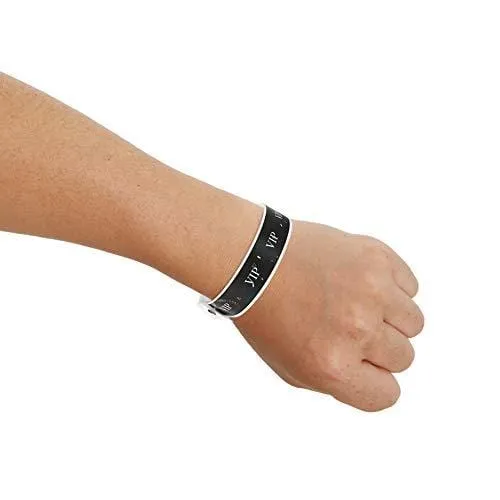 Ouchan Plastic Black VIP Wristbands - 100 Pack Vinyl Wristbands for Events Party Event Wristbands