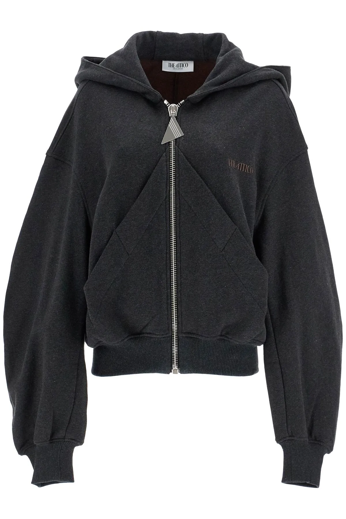 oversized black gradient zip hoodie 250WCF00015JJF007AA BLACK FADE/BROWN