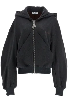 oversized black gradient zip hoodie 250WCF00015JJF007AA BLACK FADE/BROWN