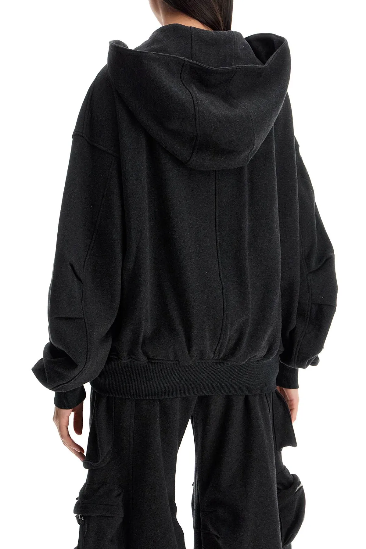 oversized black gradient zip hoodie 250WCF00015JJF007AA BLACK FADE/BROWN