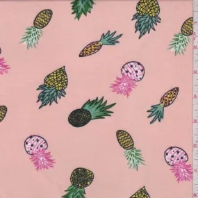 Pale Peach Deco Pineapple Double Brushed Jersey Knit Fabric