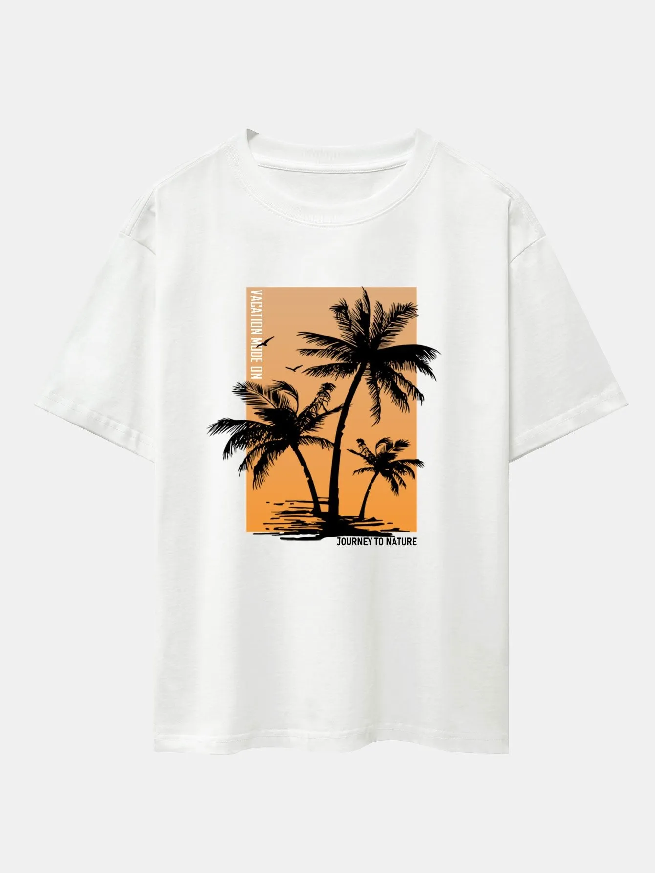 Palm Tree Yellow Background Print Oversize T-Shirt