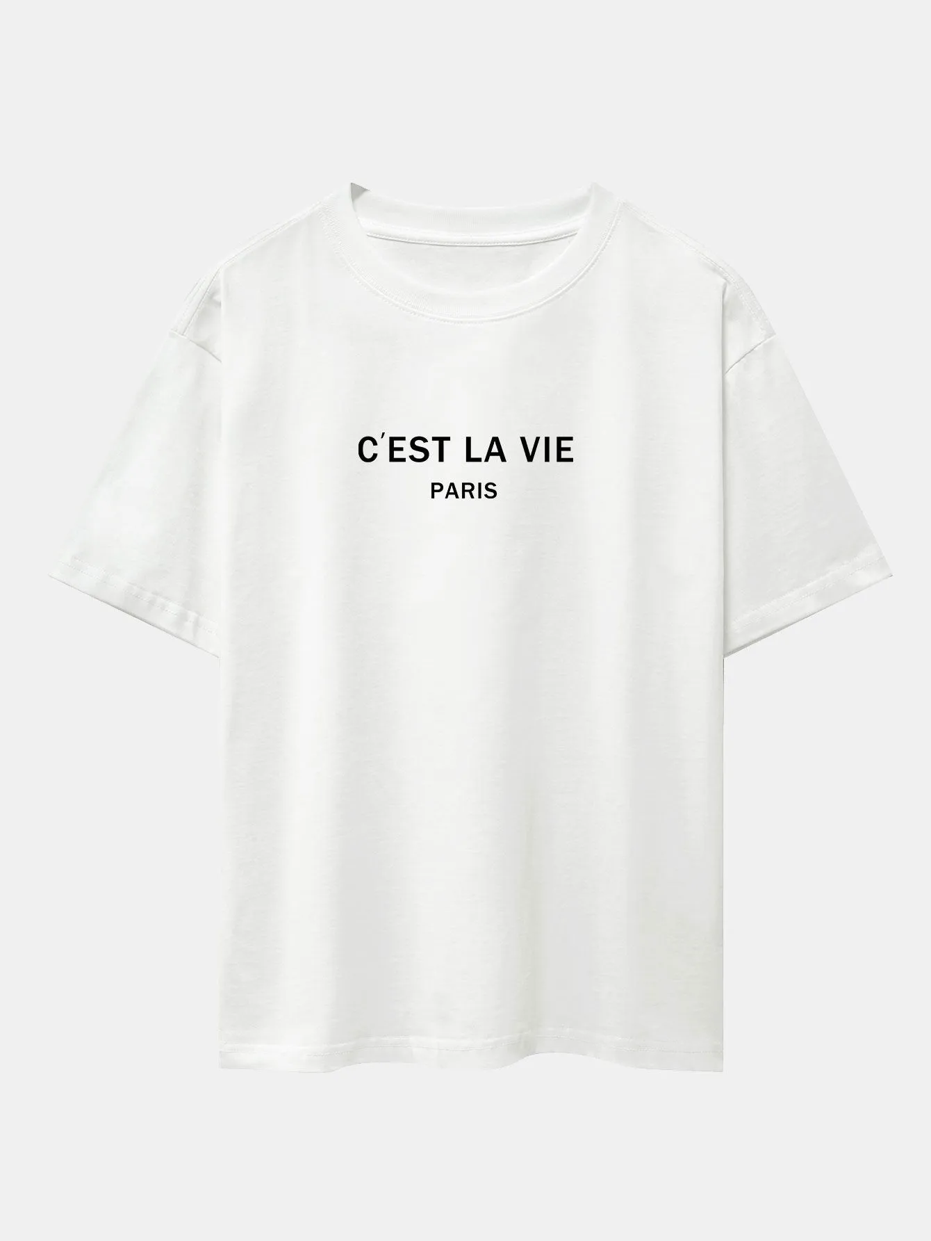 Paris Letter Print Dropped Shoulders Oversize T-Shirt & Sweat Shorts