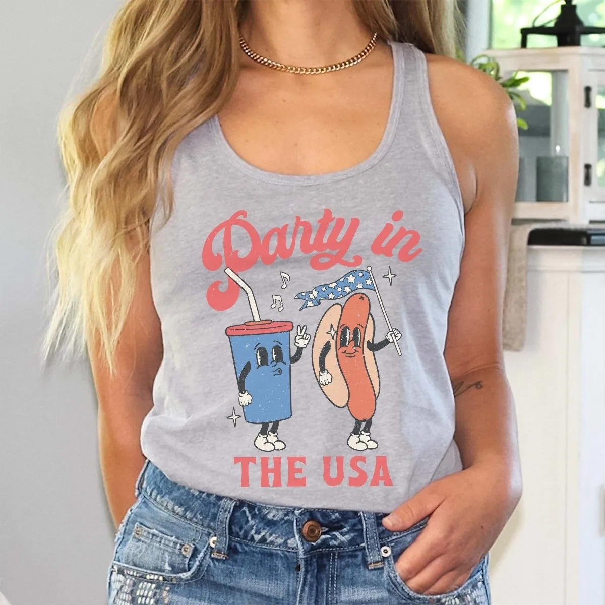 Party In The USA Hotdog Bella Flowy Tank