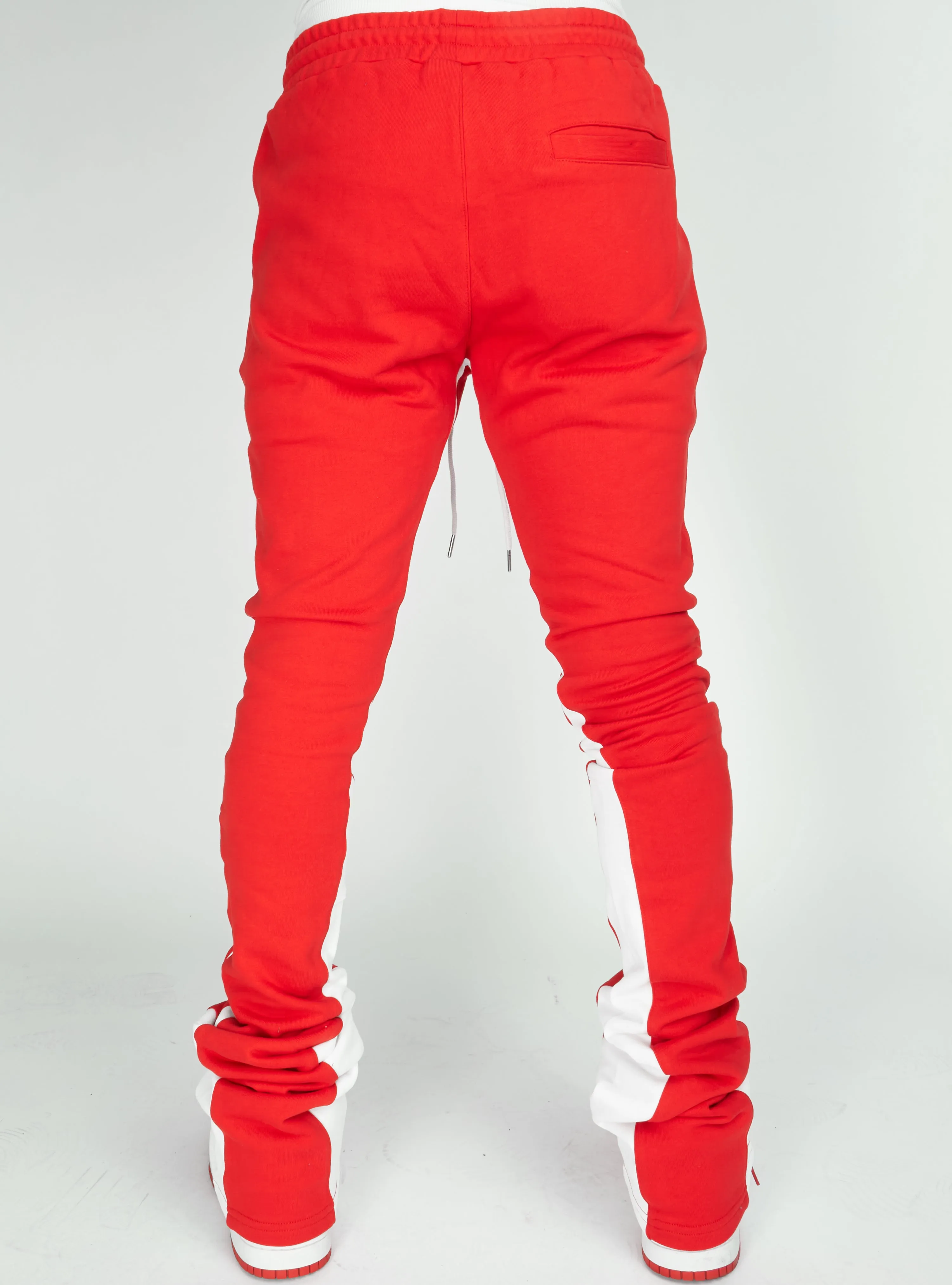 Politics Super Stacked Sweatpants - Red And White - Foster701
