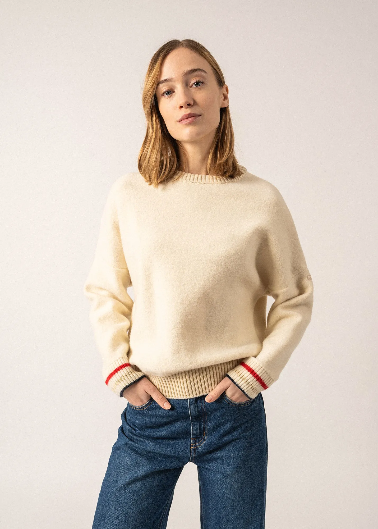 Pull esprit sweat Sélune - en laine, détails lurex (ECRU)