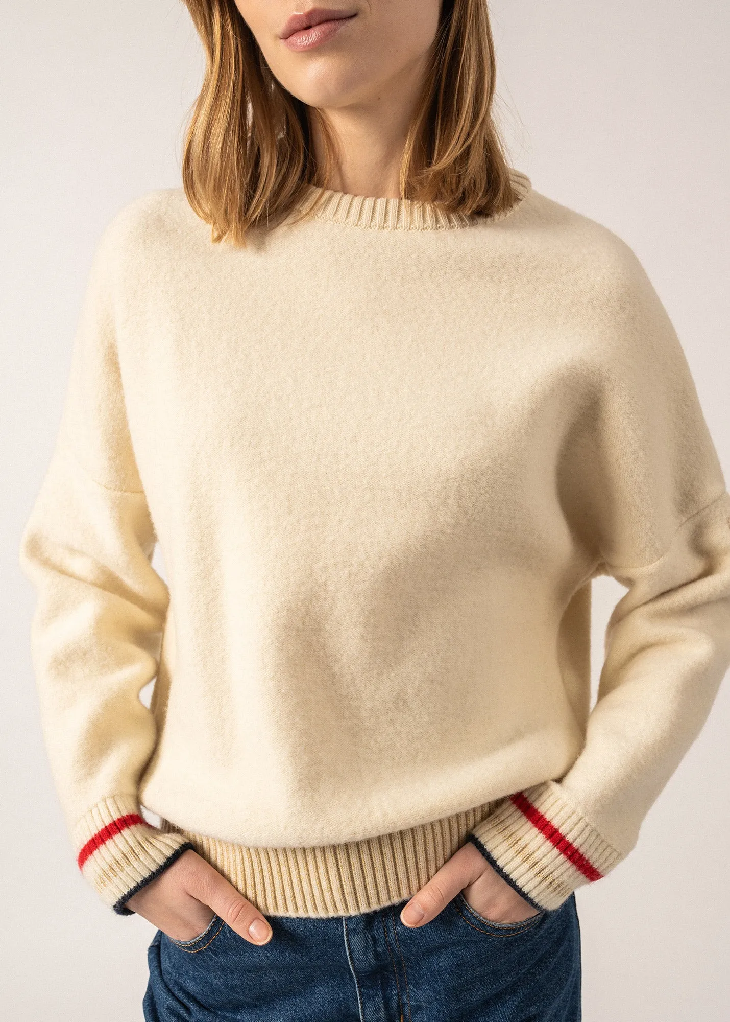 Pull esprit sweat Sélune - en laine, détails lurex (ECRU)