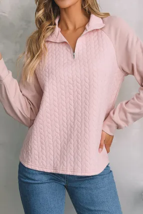 Quarter Zip Raglan Sleeve Sweatshirt