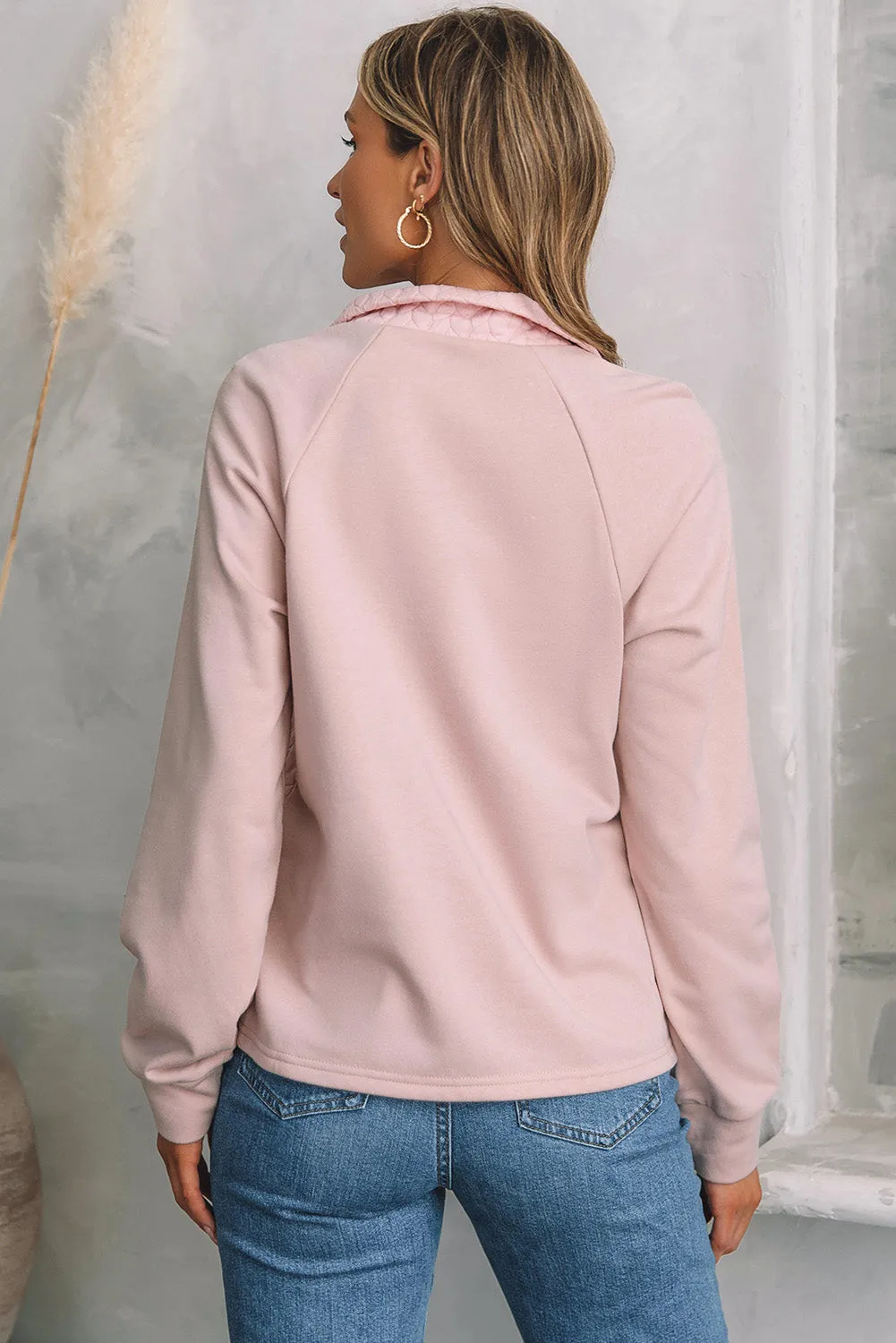 Quarter Zip Raglan Sleeve Sweatshirt