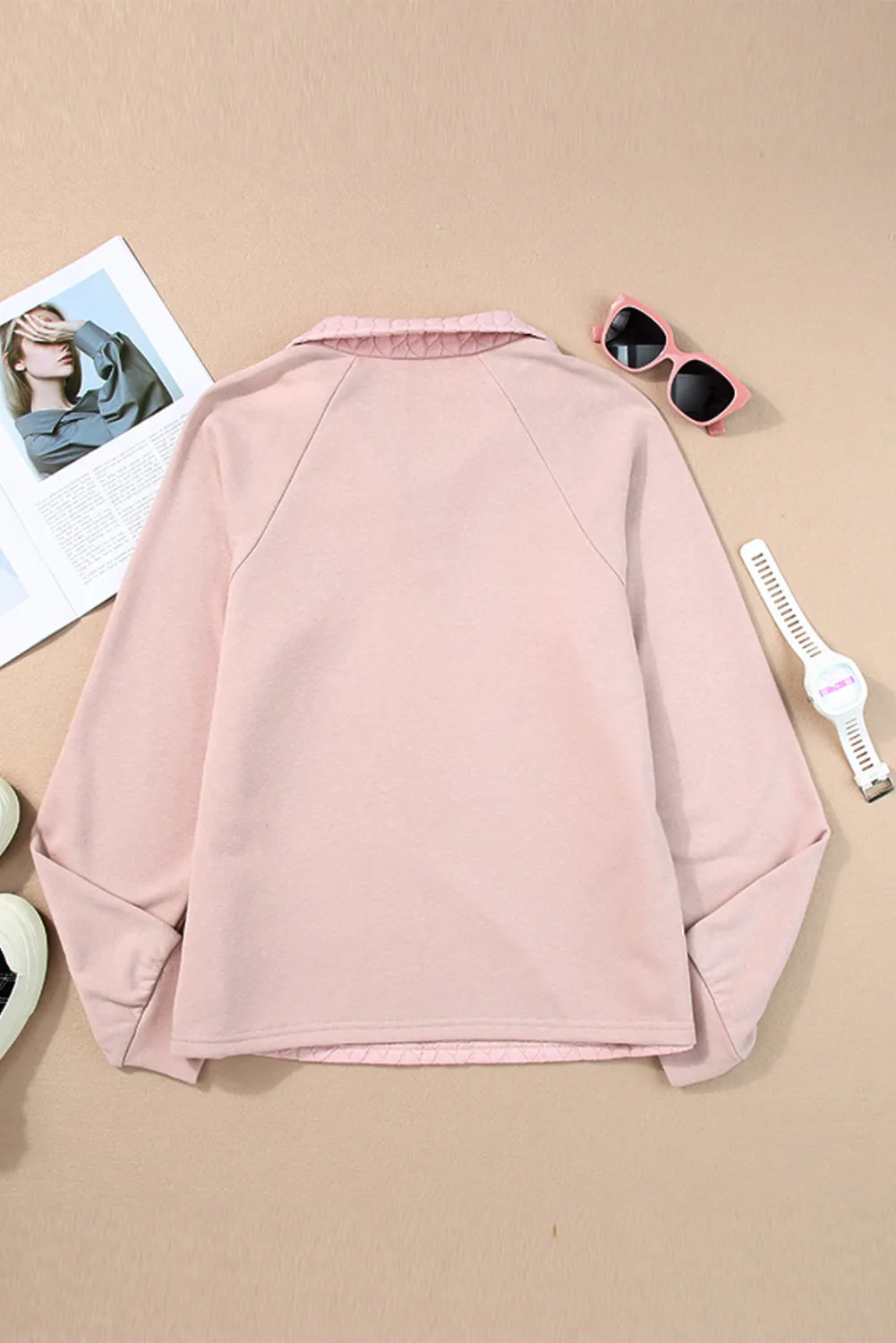 Quarter Zip Raglan Sleeve Sweatshirt