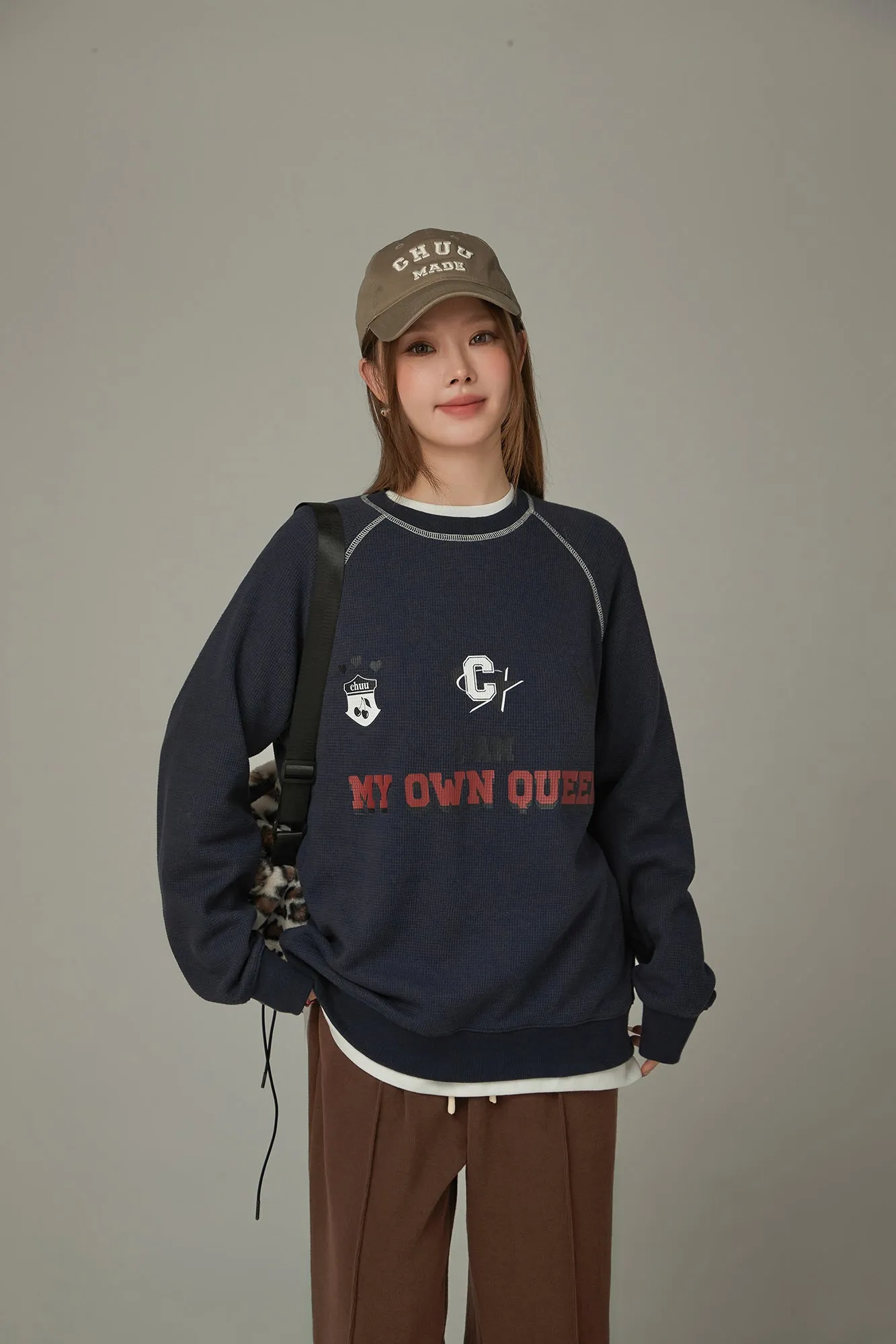 Queen Sporty Stitch Waffle Sweatshirt