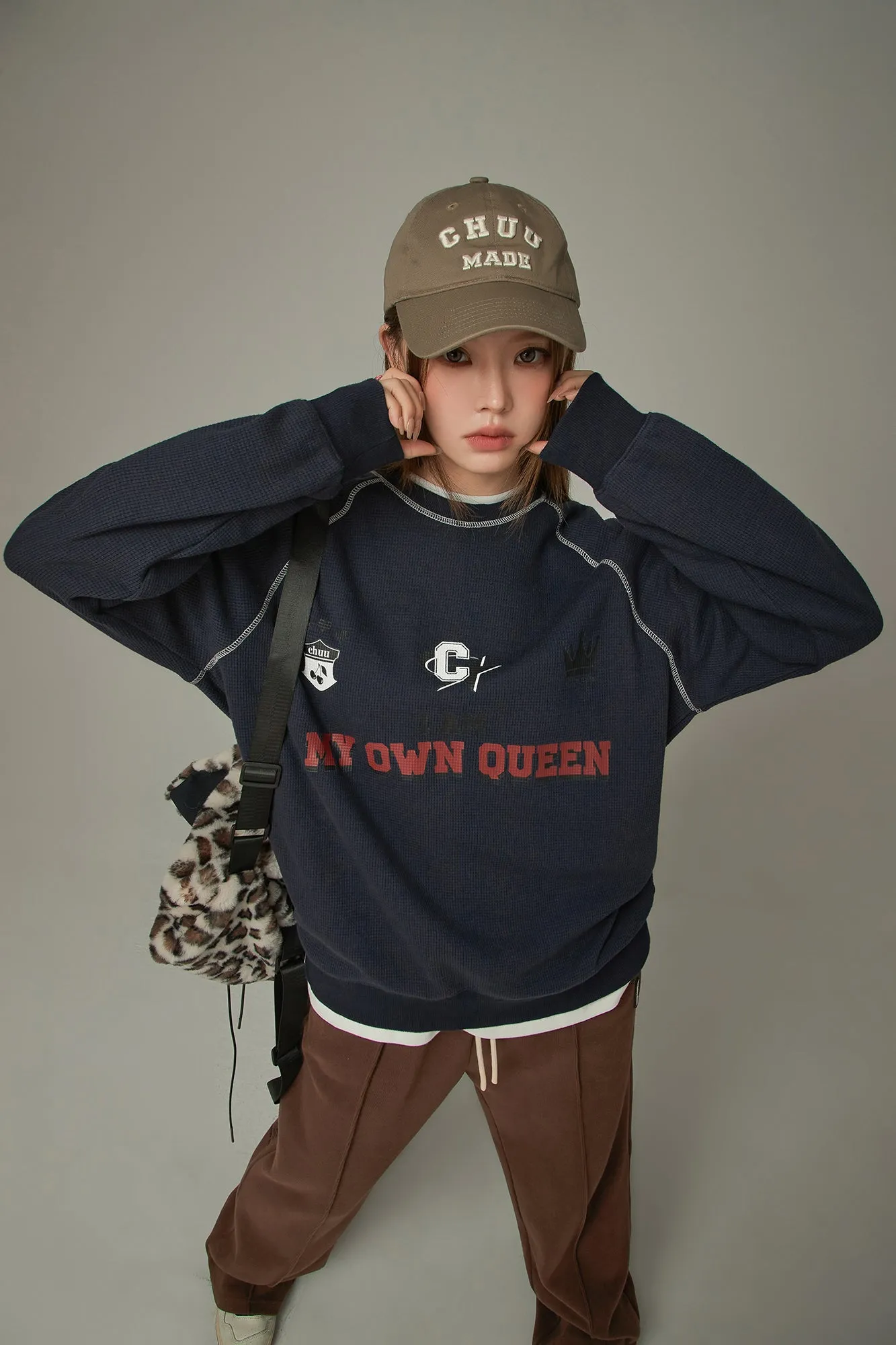Queen Sporty Stitch Waffle Sweatshirt