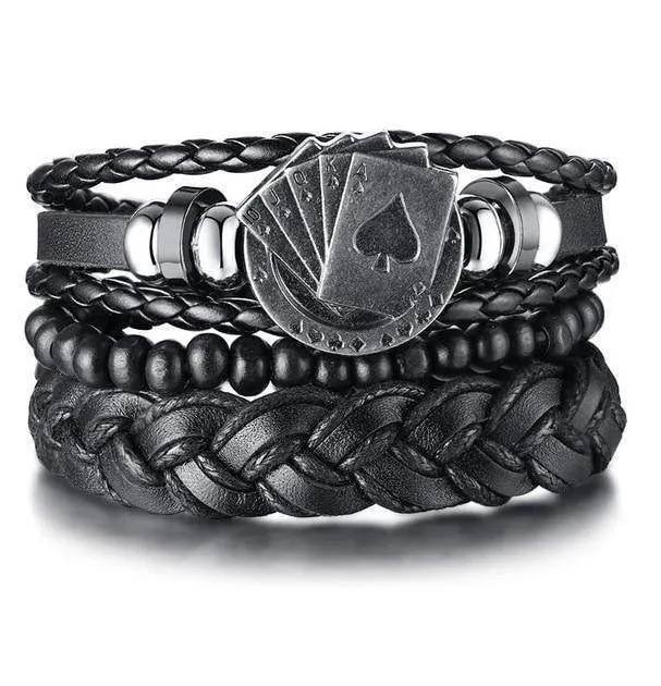 Royal Flush Poker Wristbands Braided Adjustable Strap