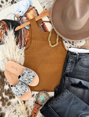 Saddle Up Open Back Tank(Camel)