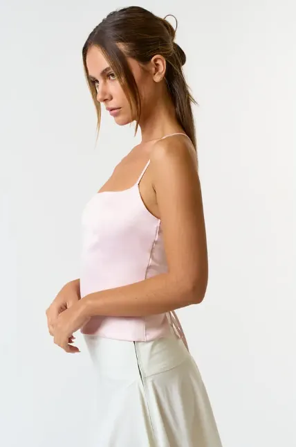 Satin Lace up Top