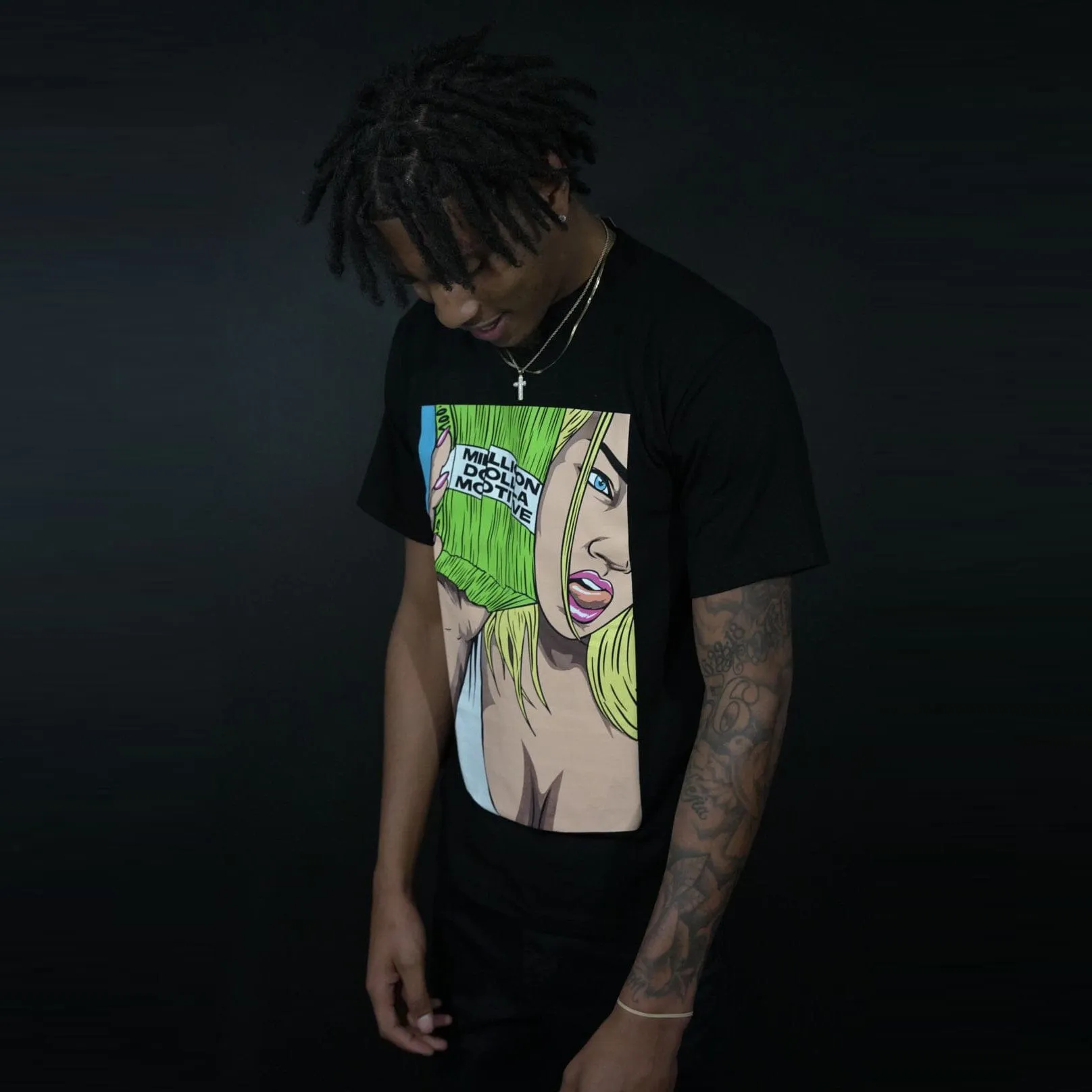 She's Talking Money - Black T-Shirt