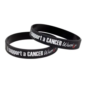 Silicone Wristbands Color Fill Debossed 1/2" I Support A Cancer Warrior Design - Black (25/Pack)