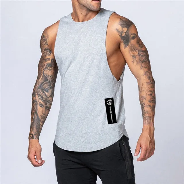 Small Badge Decorated Solid Color Cotton Tank Top