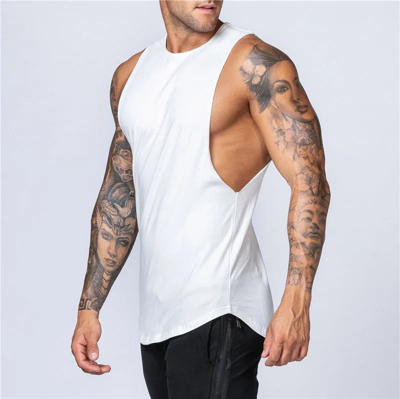 Small Badge Decorated Solid Color Cotton Tank Top
