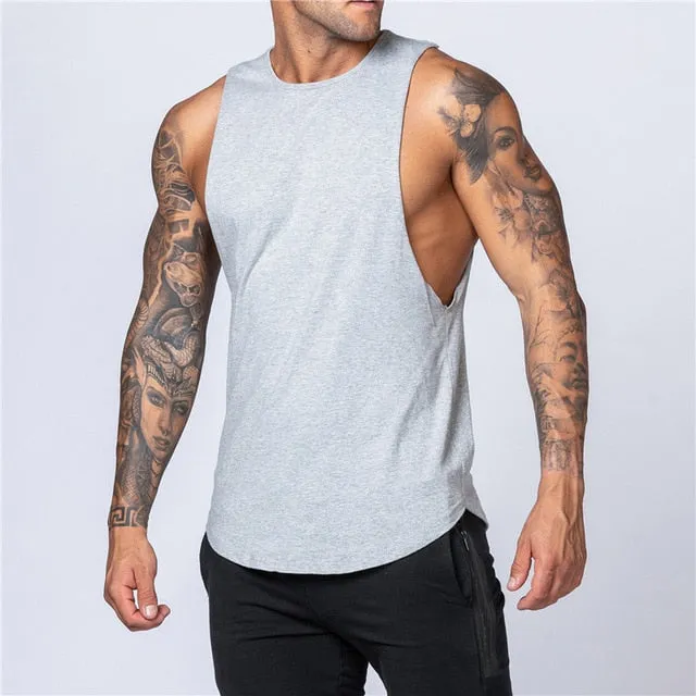 Small Badge Decorated Solid Color Cotton Tank Top