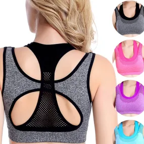 Sports Bra Plain Backless Cutout Underwear Tank Tops