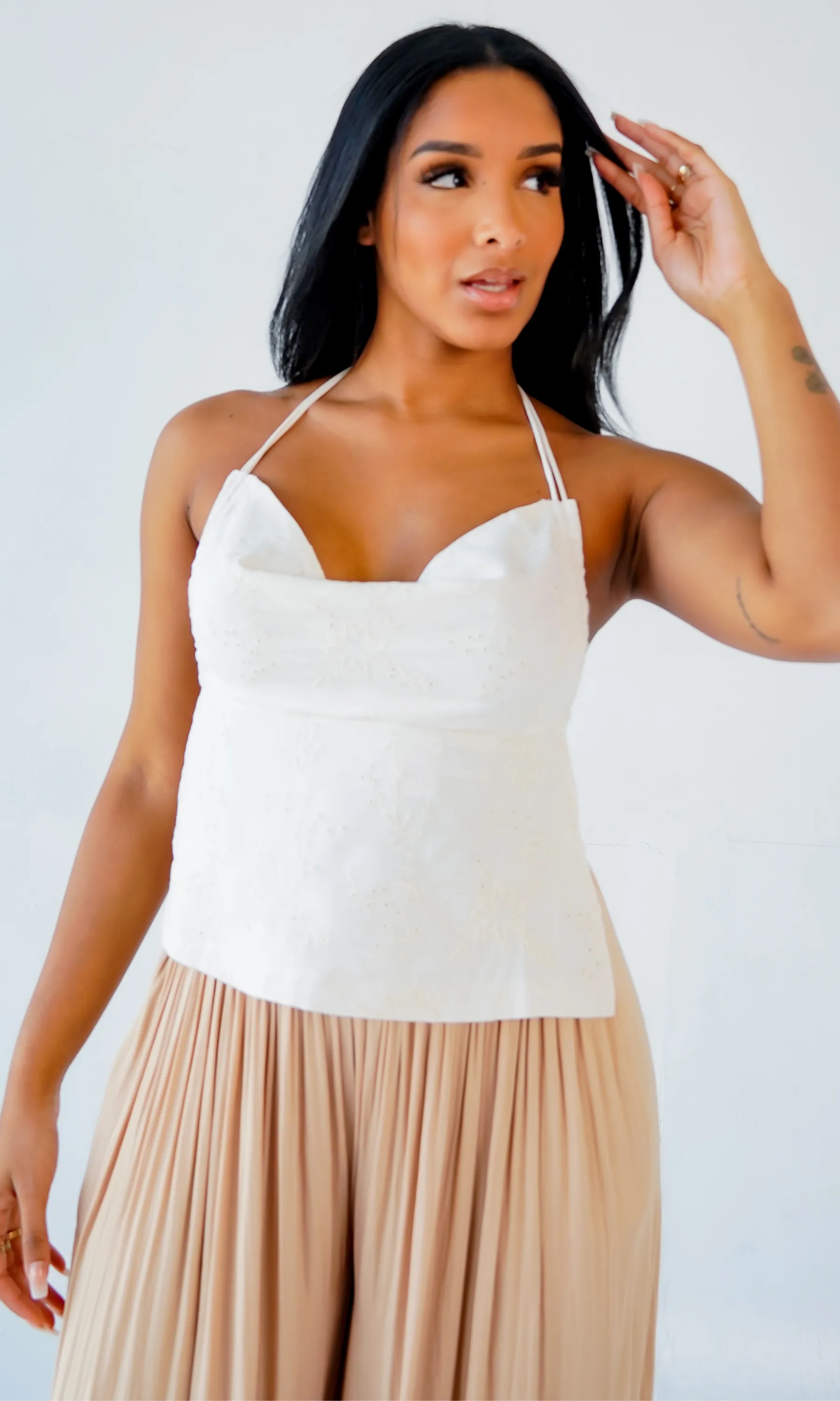 Sugar Pie  I Open Back Embroidered Top - White FINAL SALE