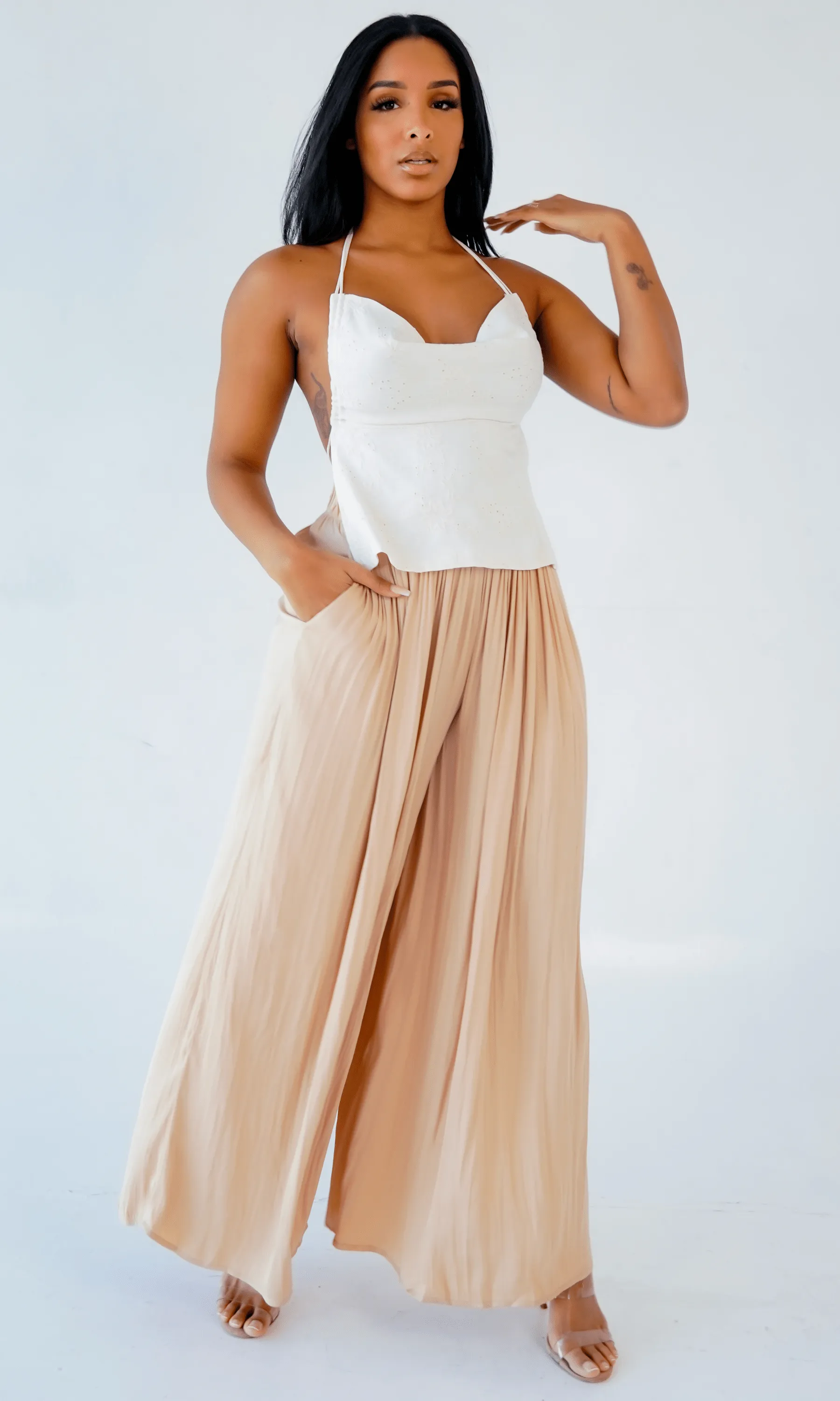 Sugar Pie  I Open Back Embroidered Top - White FINAL SALE