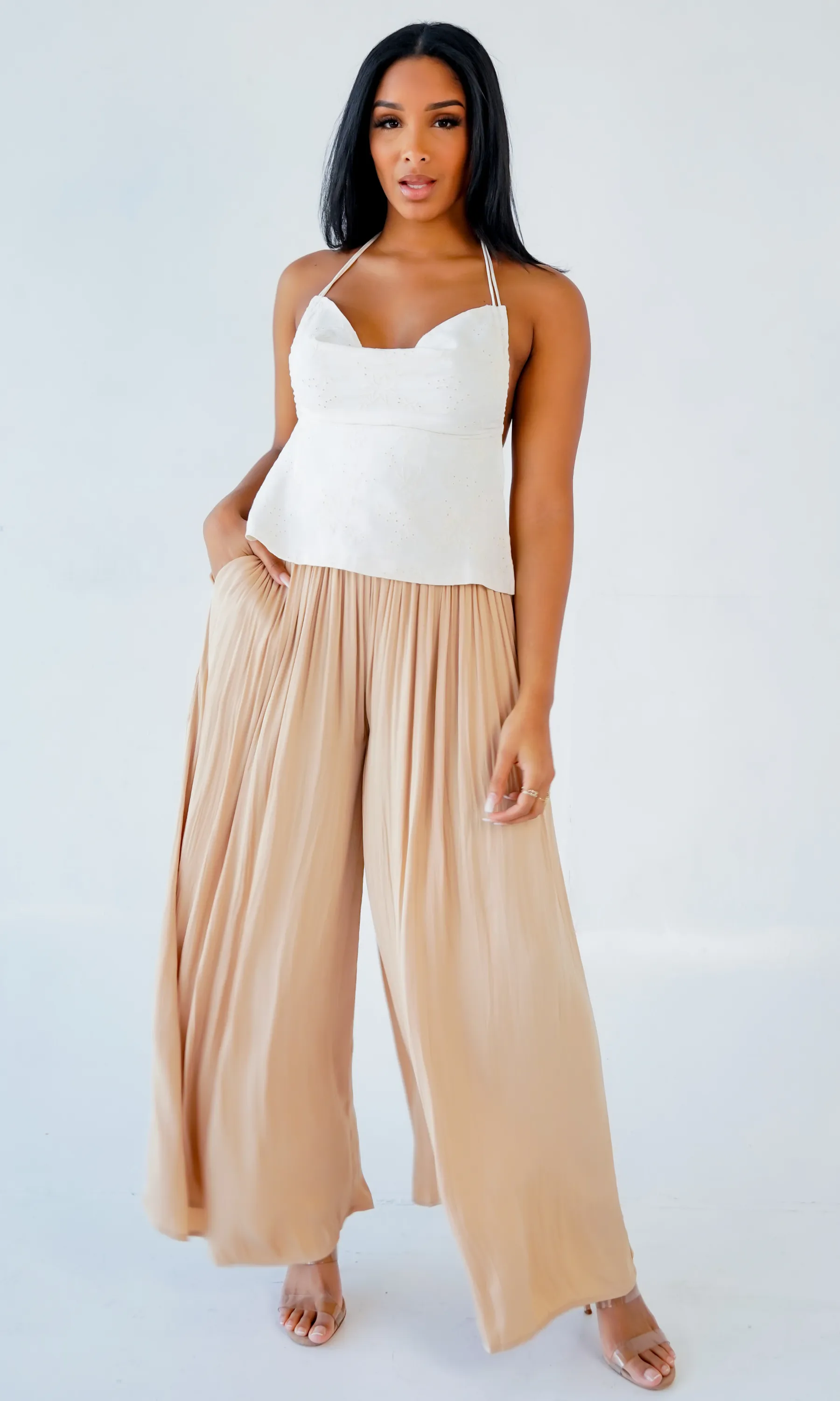 Sugar Pie  I Open Back Embroidered Top - White FINAL SALE