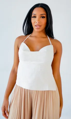Sugar Pie  I Open Back Embroidered Top - White FINAL SALE