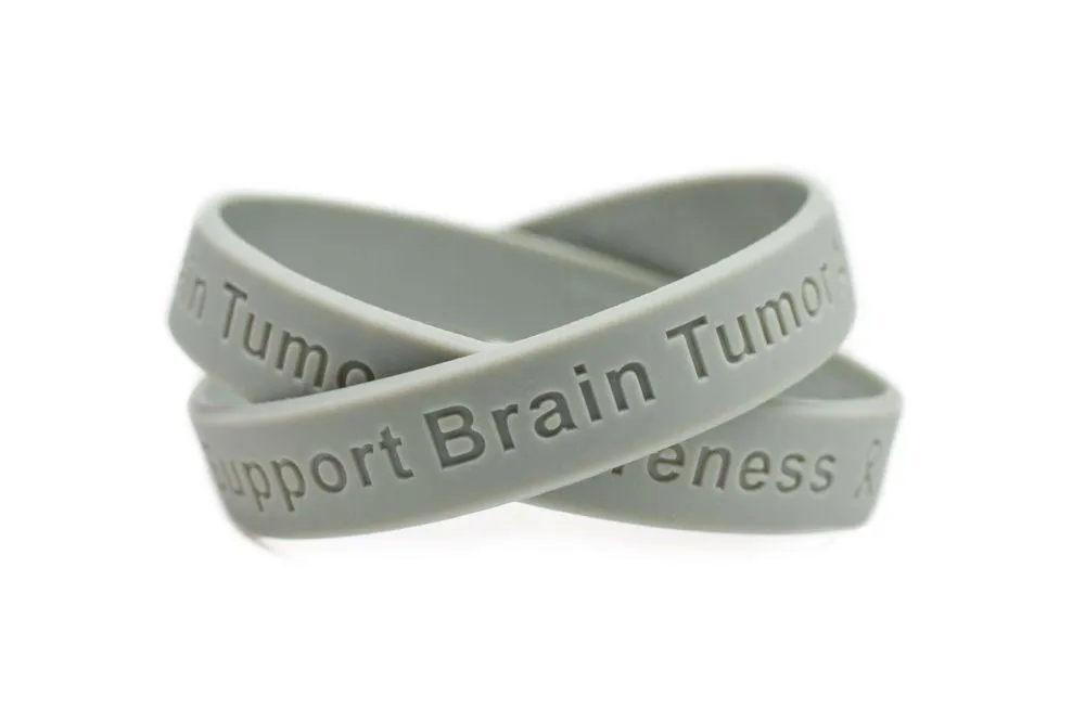Support Brain Tumor Awareness grey wristband - Adult 8"