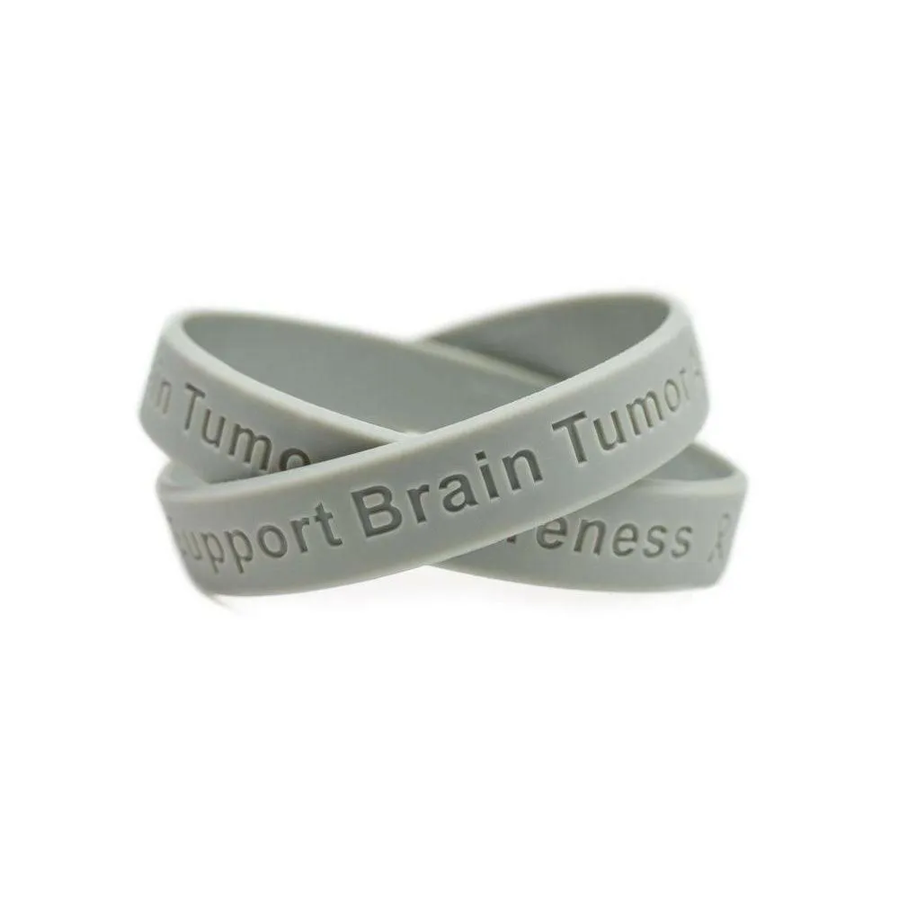 Support Brain Tumor Awareness grey wristband - Adult 8"