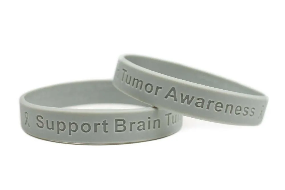 Support Brain Tumor Awareness grey wristband - Adult 8"