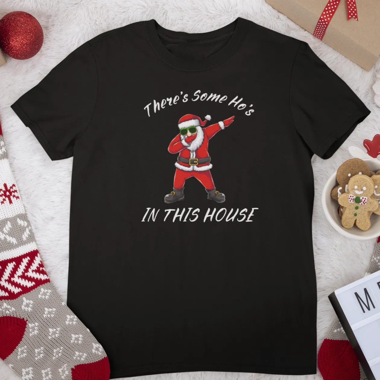 There's Some Ho's In The House, Christmas Shirt, Christmas Costume, Santa Tee, Christmas Gingerbread, Xmas Pajama Shirt, Christmas Gift