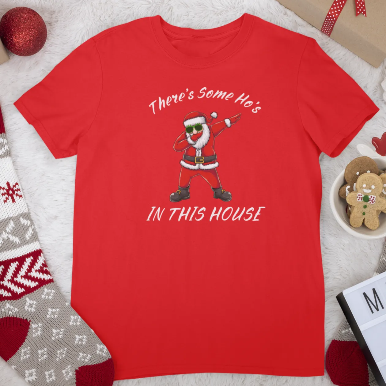 There's Some Ho's In The House, Christmas Shirt, Christmas Costume, Santa Tee, Christmas Gingerbread, Xmas Pajama Shirt, Christmas Gift
