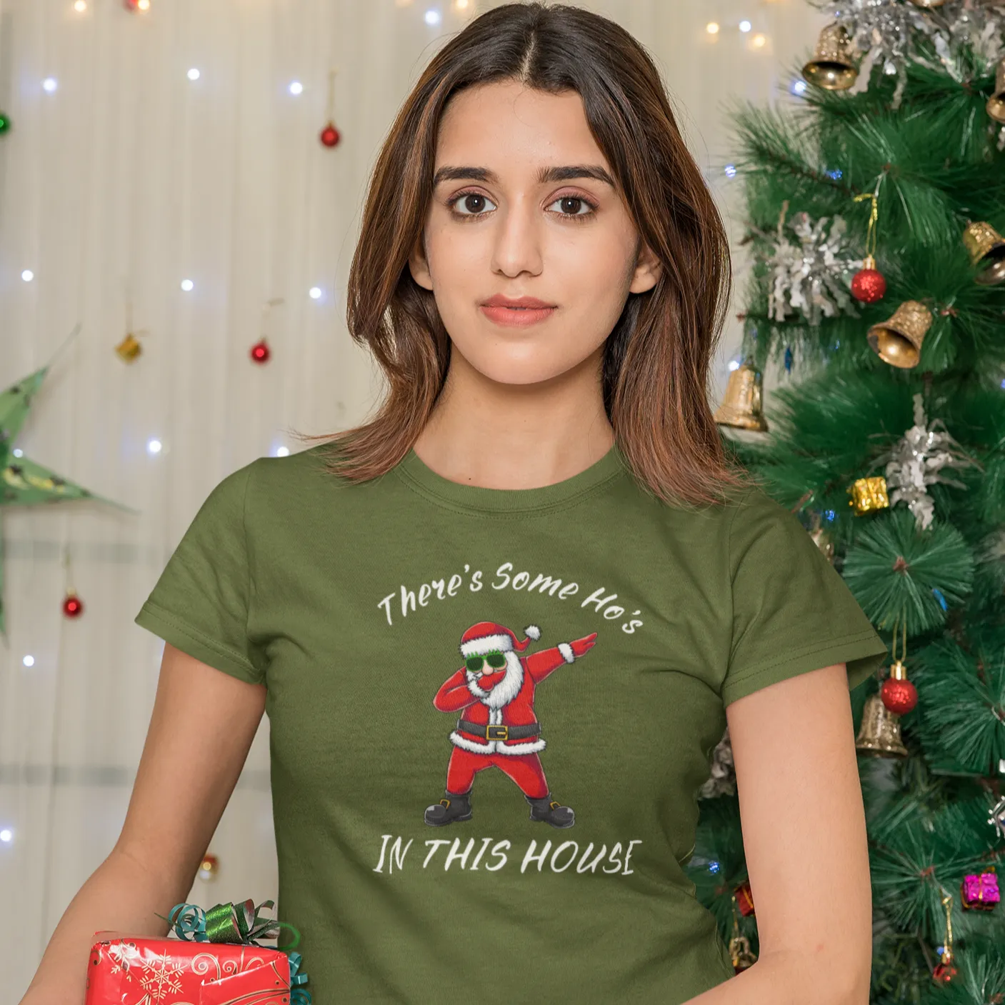 There's Some Ho's In The House, Christmas Shirt, Christmas Costume, Santa Tee, Christmas Gingerbread, Xmas Pajama Shirt, Christmas Gift