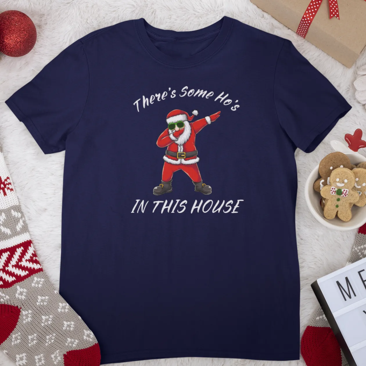 There's Some Ho's In The House, Christmas Shirt, Christmas Costume, Santa Tee, Christmas Gingerbread, Xmas Pajama Shirt, Christmas Gift