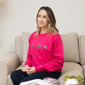 Triple Leopard Stars Bright Pink Sweatshirt