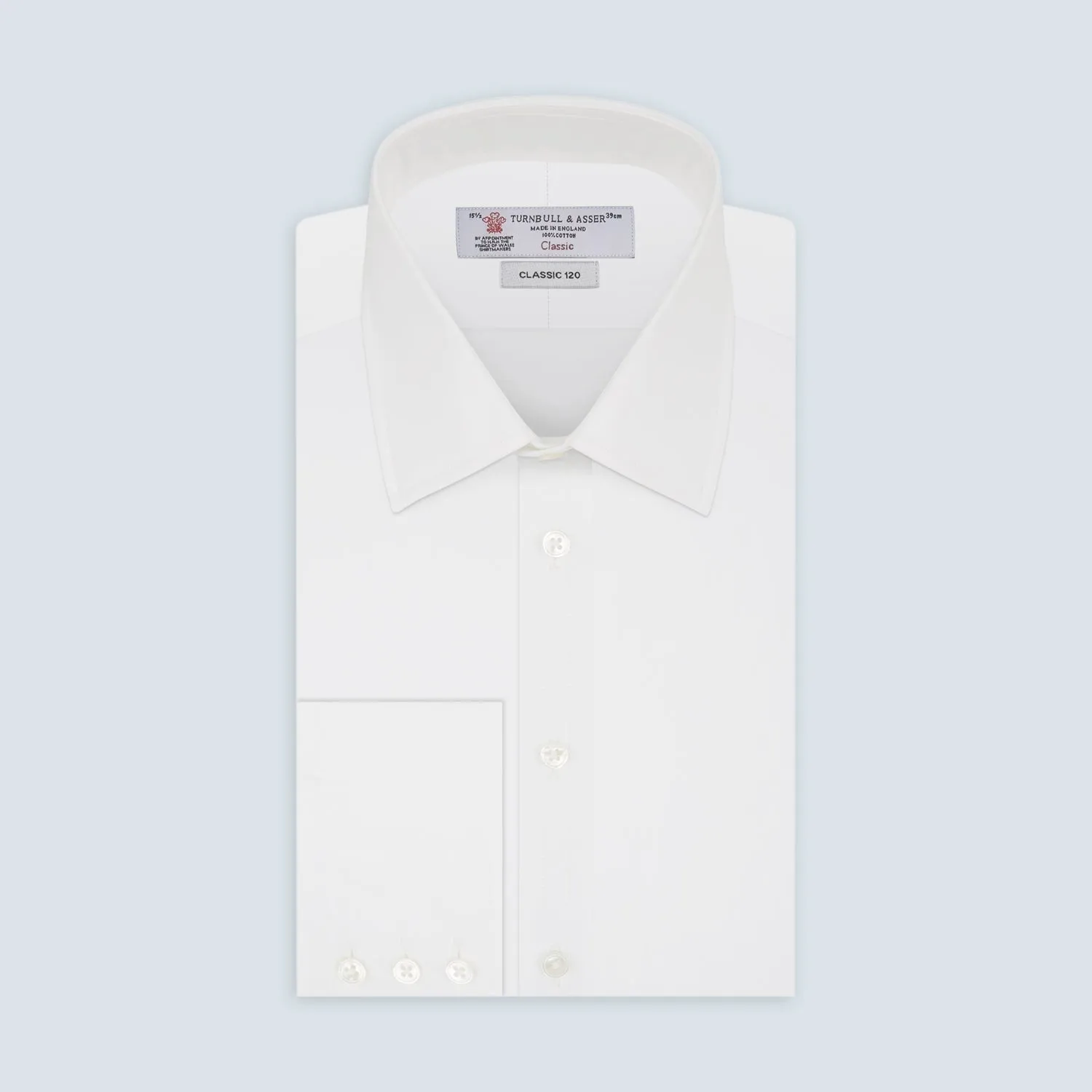 Two-Fold 120 White Shirt with T&A Collar and 3-Button Cuffs