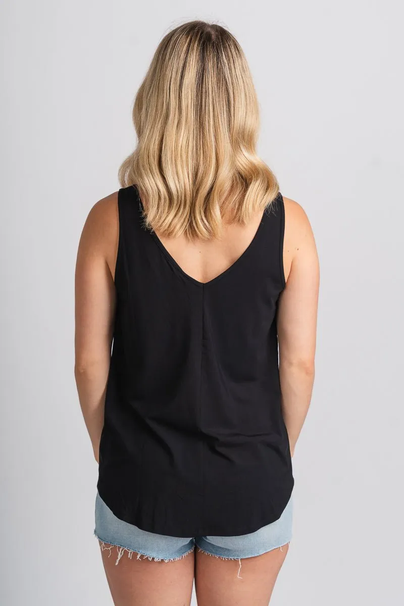 V-neck flowy tank top black