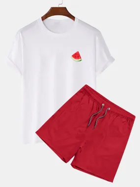 Watermelon Print T-Shirt & Swim Shorts