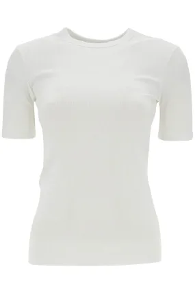 white organic cotton ribbed crew neck sweater 243 WRT0411 FB0094 WHITE