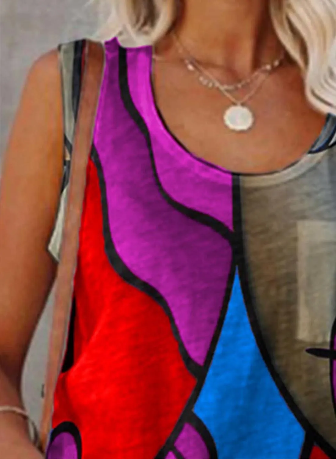 Women's Tank Tops Color Block Abstract Tank Tops