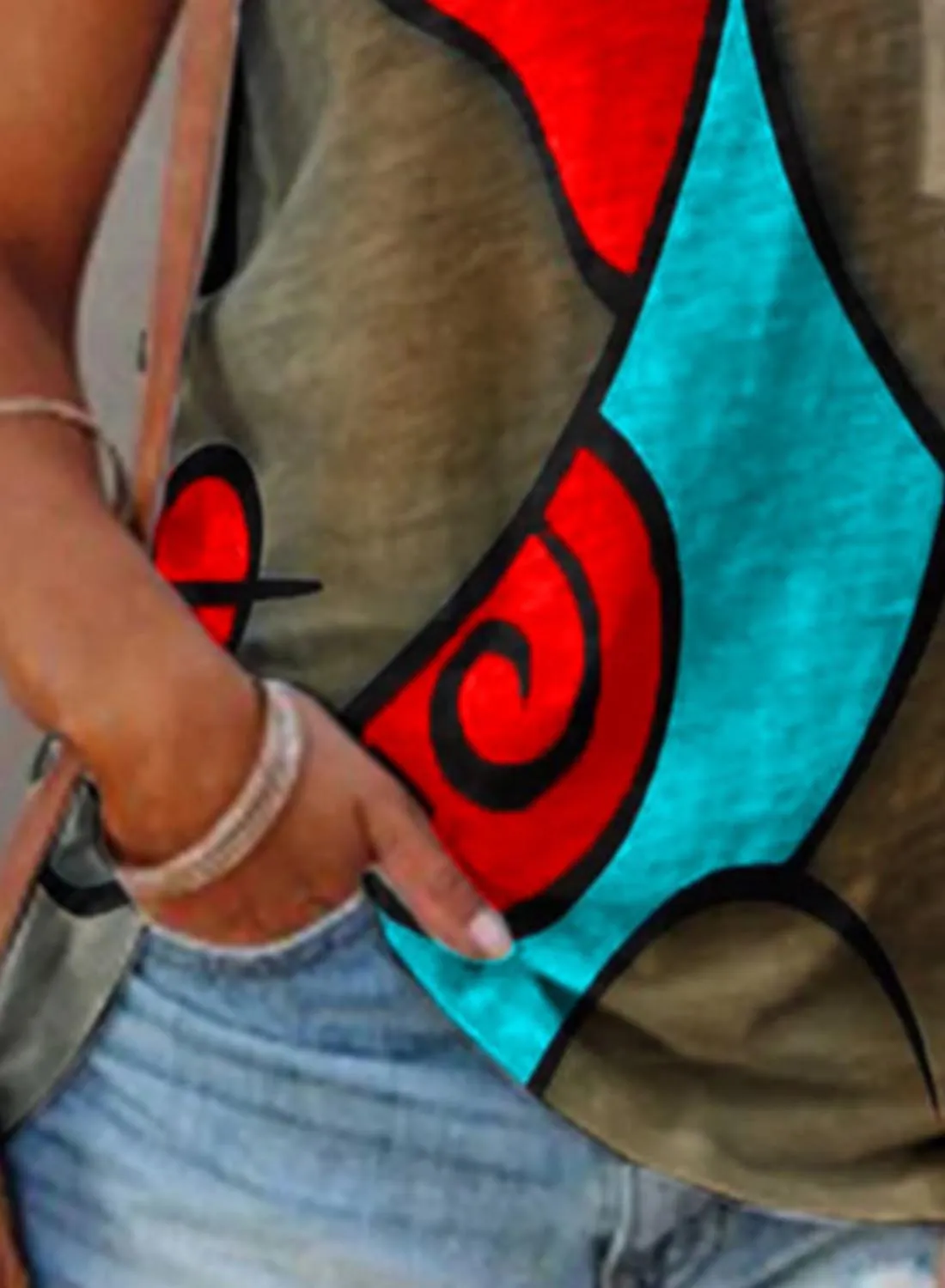 Women's Tank Tops Color Block Abstract Tank Tops